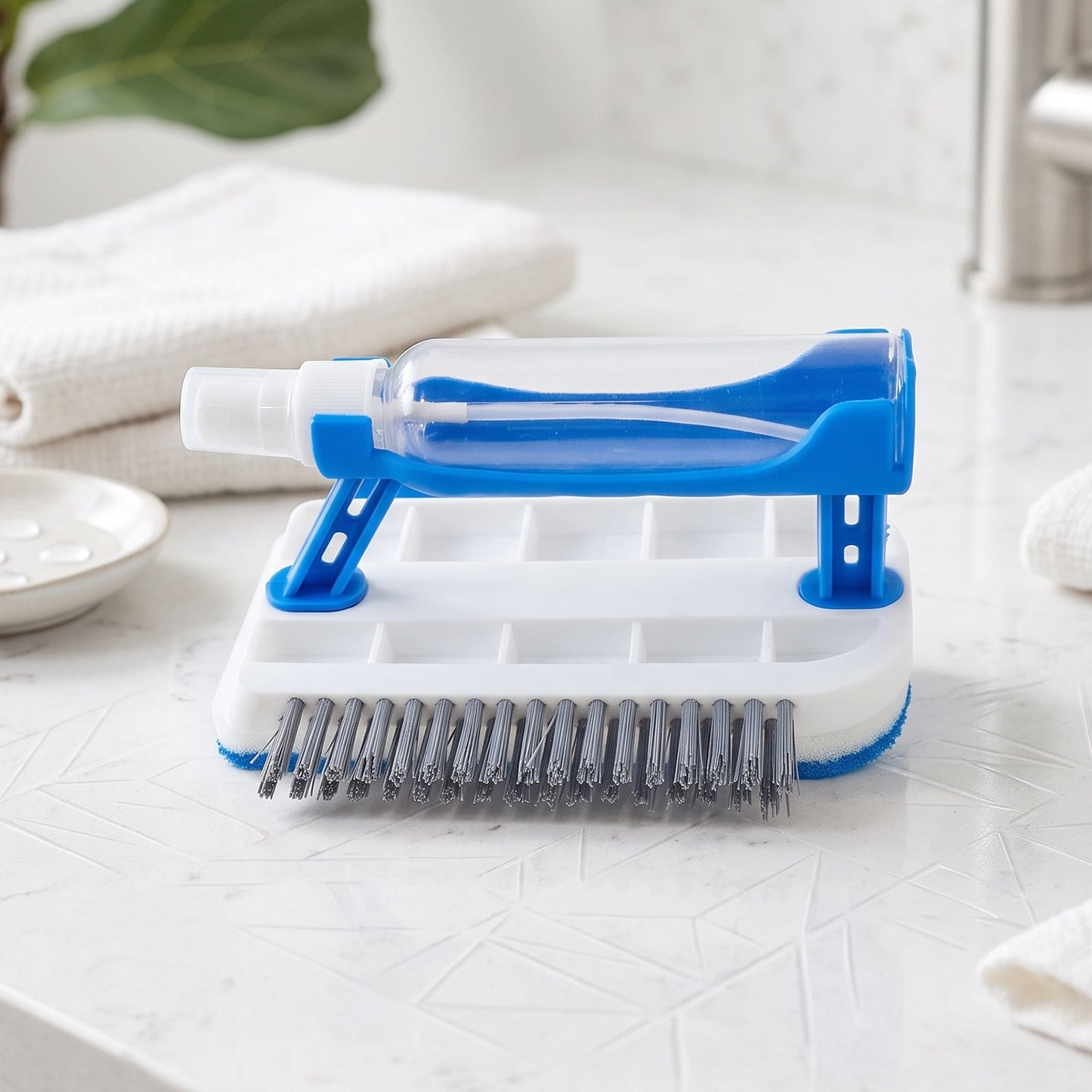 3 In 1 Multi Purpose Cleaning Brush With Soap Dispenser Sponge Scrubber (1 Pc)