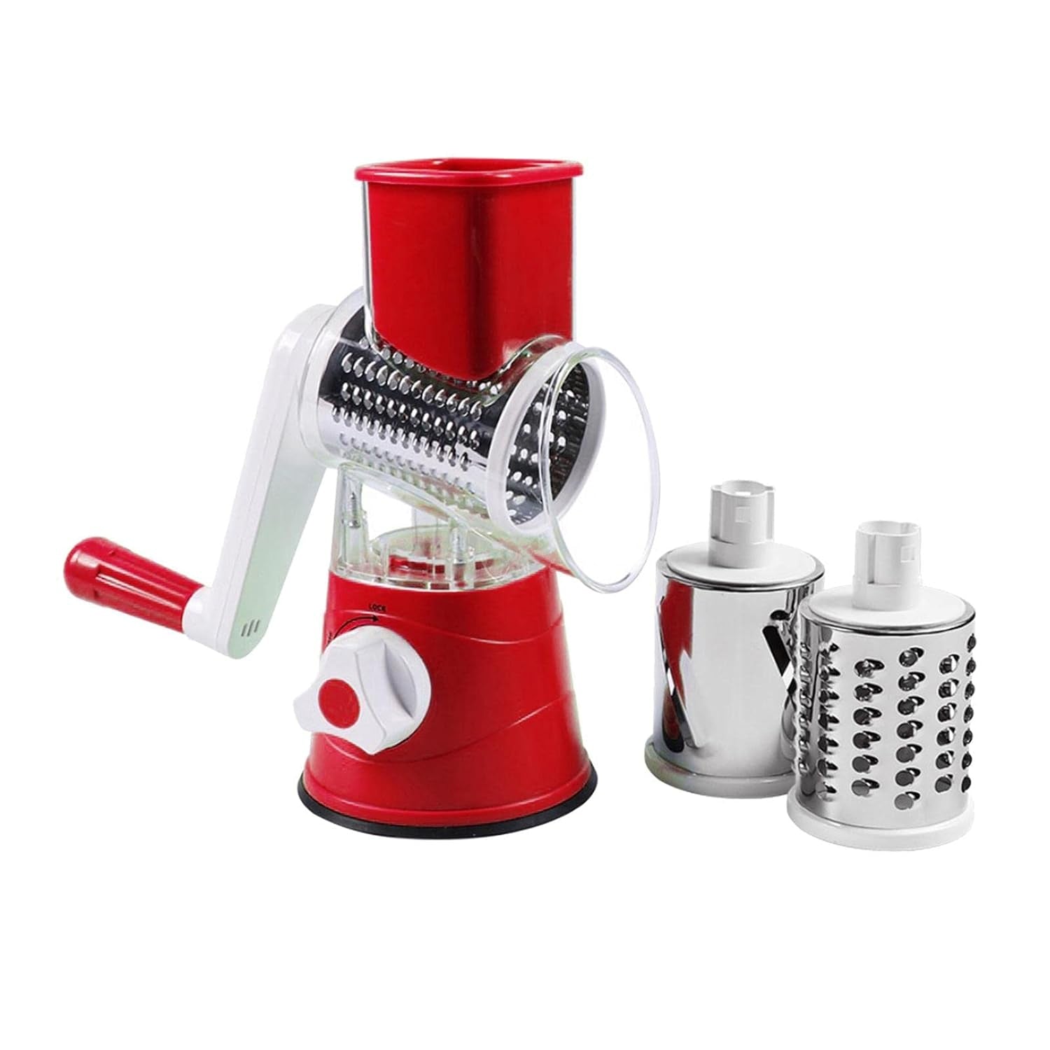 Manual Rotary Drum Grater And Slicer Stainless Steel 3 Drum Vegetable Cutter (1 Set)