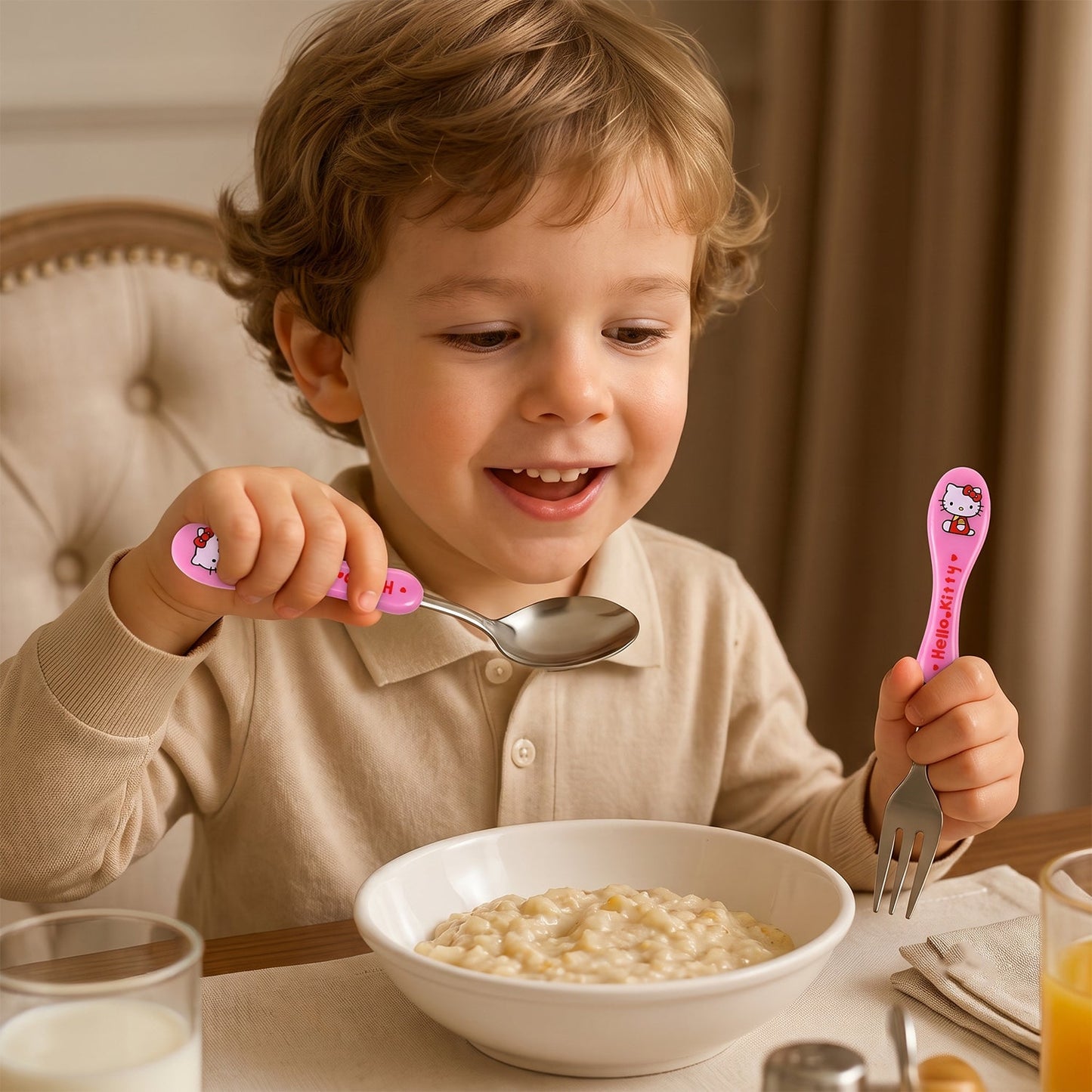 3 In 1 Kids Cutlery Set With Case Spoon Fork Knife For Children (1 Set)