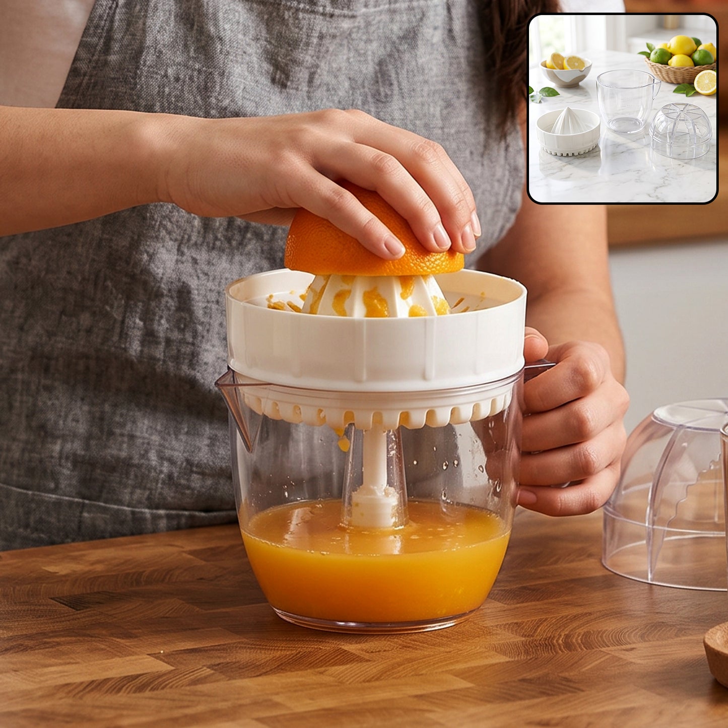 Plastic Mini Manual Citrus Lemon Orange Squeezer With Cup (1 Pc)