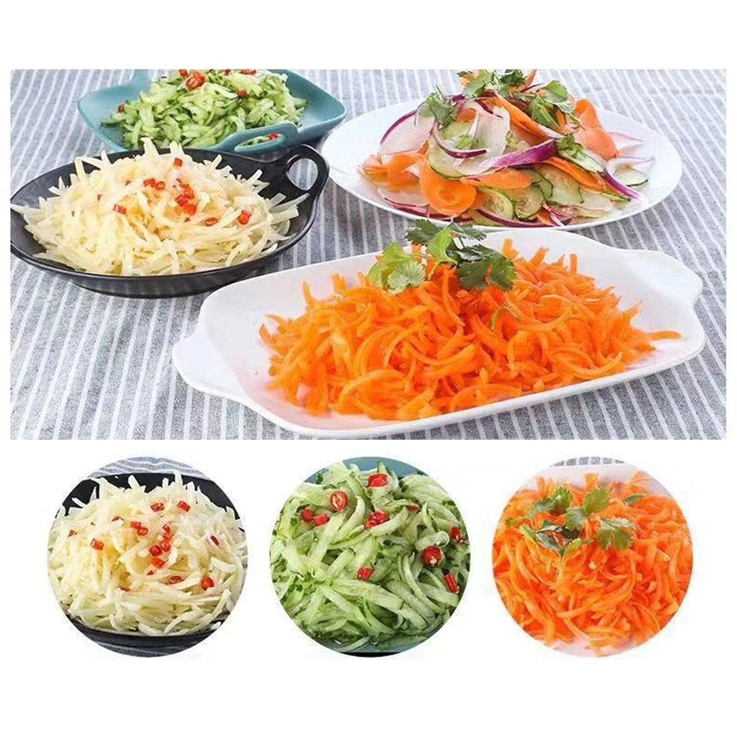 Manual Rotary Drum Grater And Slicer Stainless Steel 3 Drum Vegetable Cutter (1 Set)