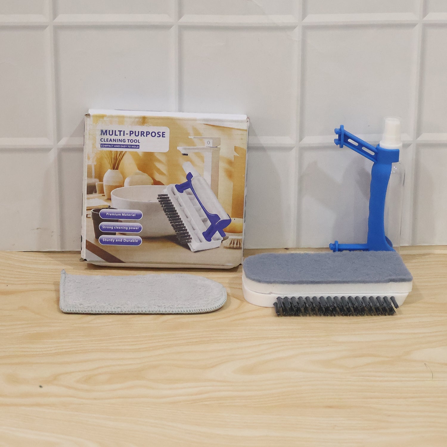 3 In 1 Multi Purpose Cleaning Brush With Soap Dispenser Sponge Scrubber (1 Pc)
