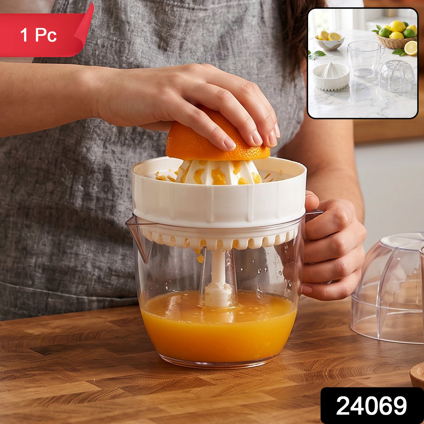Plastic Mini Manual Citrus Lemon Orange Squeezer With Cup (1 Pc)